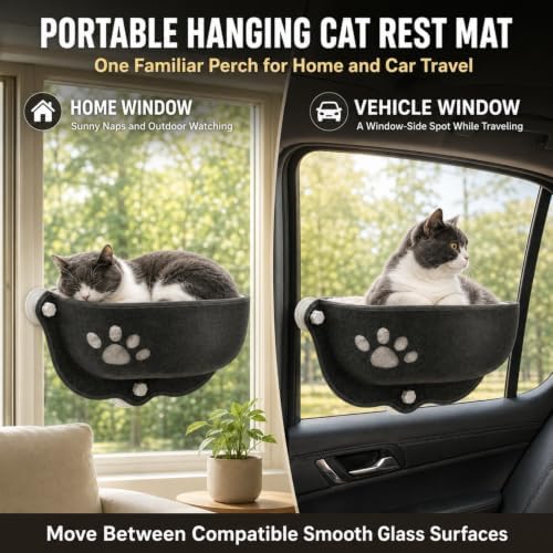 Cat Car Window Hammock with Soft Pad, Cat Car Window Seat，Blue：Small - Image 5