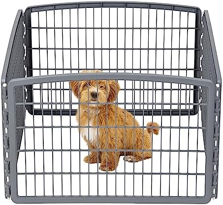 IRIS USA 4-Panel Dog Playpen, Pet Enclosure, Dark Gray by IRISUSA