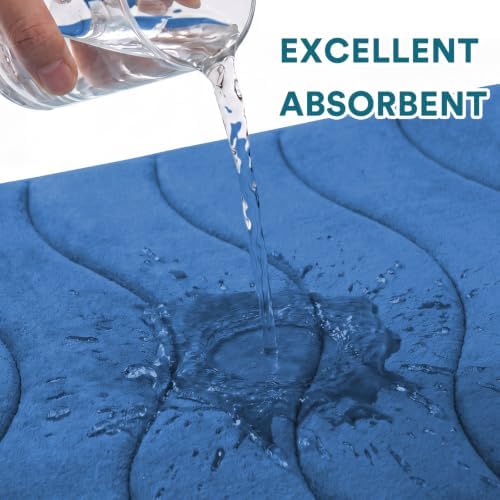 Flamingo P Royal Blue Bath Mat 17x24 Quick Dry Washable Soft Memory Foam - Image 4