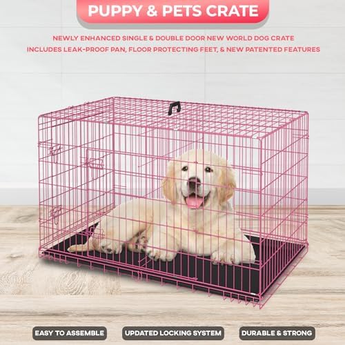 FDW | 30" Foldable Metal Dog Crate | Pink | Cage - Image 4