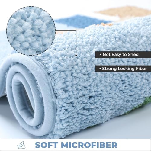 Cute Ocean Bath Rug Super Absorbent Non Slip Modern Bathroom Mat Machine - Image 4