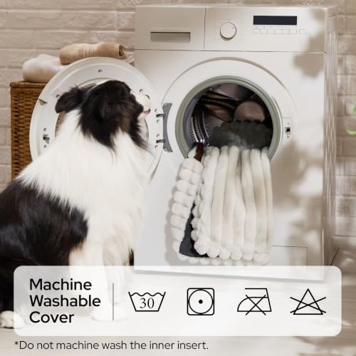 Bedsure ComfyFleece® Cute Dog Bed Medium Large Size Dog Washable，33in Cream - Image 2