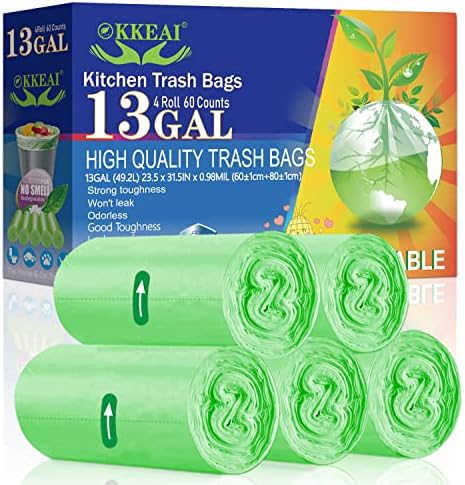 OKKEAI Green Garbage Bags 13 Gallon Tall Kitchen by SmallTrashBags