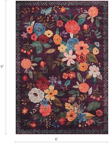 Purple Floral Area Rug 6x9 for Living Room Bedroom - Image 2