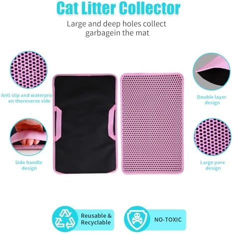 Cat Litter Mat 23"x14.5", Double Layer Waterproof Litterbox Mat - Image 2
