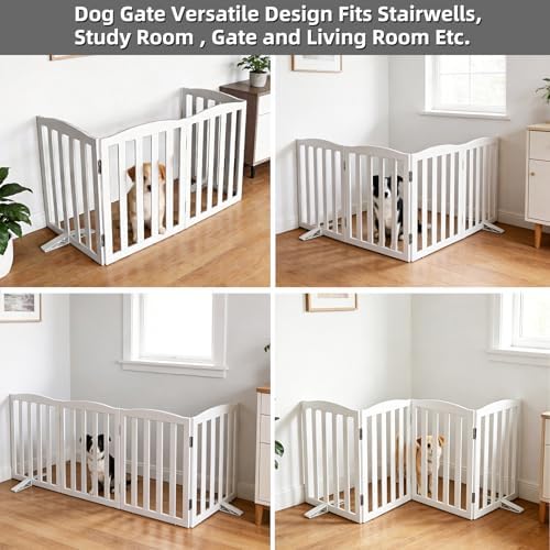 Freestanding Dog Gate Indoor, Doggie Gate Foldable Dog Gates - Image 4
