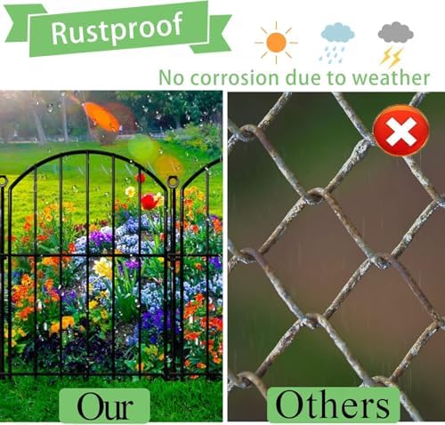 Decorative Garden Fence 17in x10ft, 10 Pack Rustproof Metal No Dig Fence Animal - Image 6