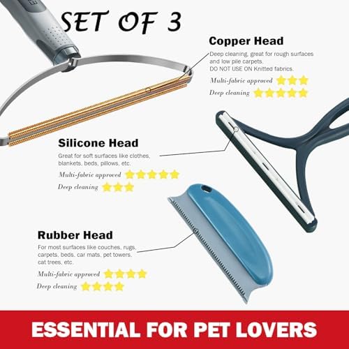 Pet Hair Remover 3-Pack, Reusable Dog & Cat Hair Removal Tools, Lint Shaver - Image 2