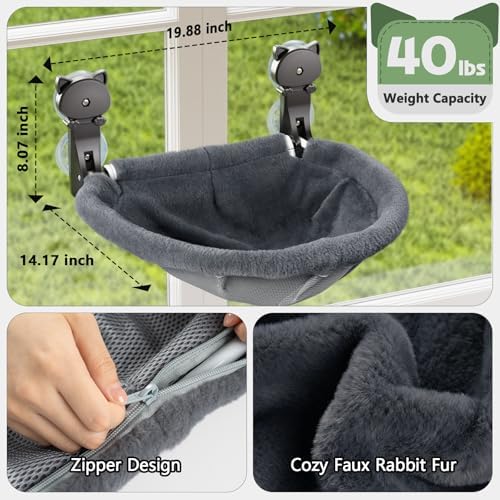 JUNSPOW 2 Pack Cat Window Perch Cordless, Kitty Hammock - Image 5