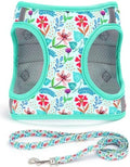 Step in Dog Harness Leash Set- All Weather Reflective No-Pull Floral Pattern by MOONPET