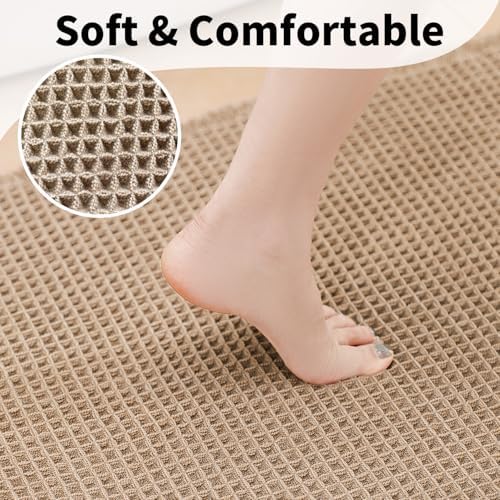Waffle Bath Mat, Boho Bathroom Rug Non Slip Washable, 20 x 32 - Image 3
