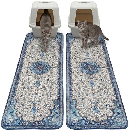 Hompet Cat Litter Mat 2 Pack, 20x60 Large Machine Washable Trapping Mats by Hompet
