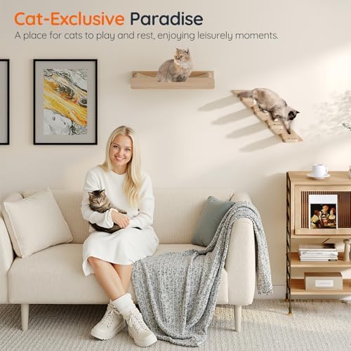HOOBRO Cat Wall Shelf Set of 2, Wall Mounted 4-Level Cat Steps - Image 2