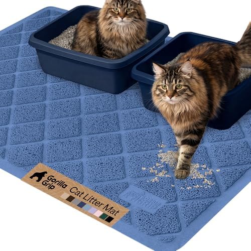 GORILLA GRIP Cat Litter Box Mat, Coiled Mesh Trapping Mats, 47x35 Navy by GorillaGrip