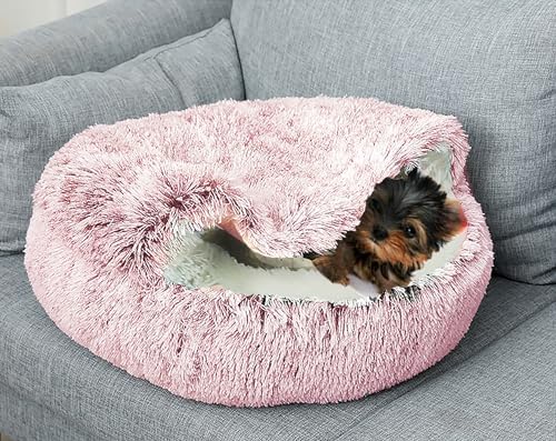 Dog Cave Bed for Small Dogs Cats Pets, Anti Anxiety Calming Plush Dog Beds - Image 3