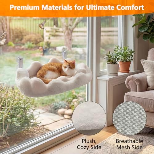 Homegroove Cat Window Perch, 24 x 12 Inch Foldable Cat Hammock - Image 3