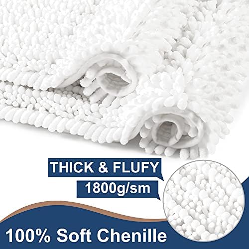 Luxury Chenille White Bathroom Rugs Sets 2 Piece, Thickened Hot Melt Rubber - Image 3