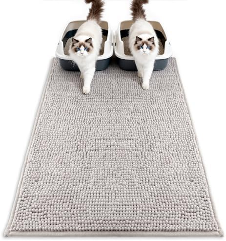 Pieviev Soft Chenille Cat Litter Box Mat, Ultra Absorbent by Pieviev