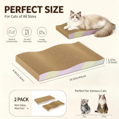 Cat Scratching Board 2-Pack, Reversible Cat Scratcher Pad - Image 2
