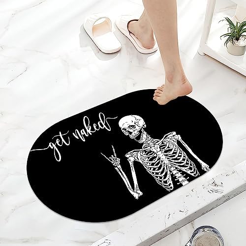Black Funny Skull Super Absorbent Quick-Drying Bathroom Mat Rug, Rubber - Image 6