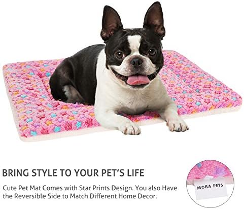 Mora Pets Dog Crate Pad Bed Ultra Soft Pet Mat Star Print Pink 23 x 18 Inch - Image 5