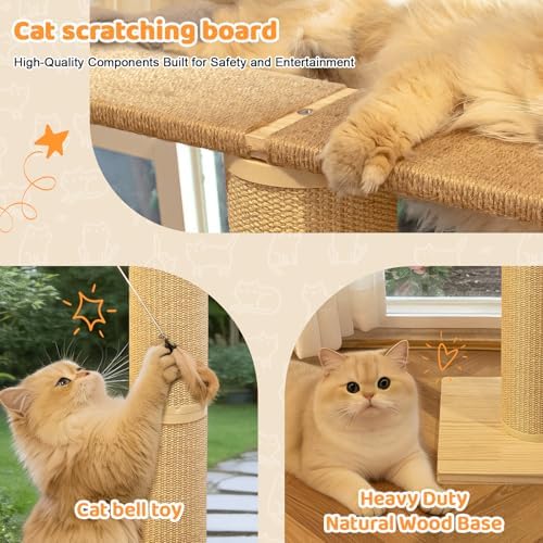 Cat Window Perch Hammock with 3-Piece Detachable Roman Column Sisal Scratching - Image 6
