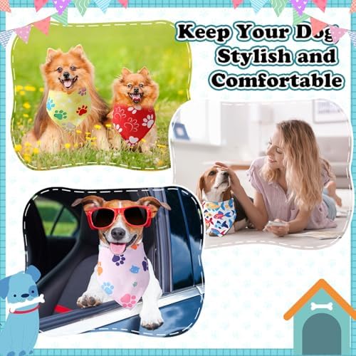 120 Pcs Paw Dog Bandanas Bulk Bone Pet Bandanas Dog Handkerchiefs - Image 5