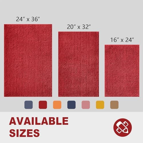 CozeCube Christmas Red 36"x24" Shaggy Non Slip Soft Washable Bath Mat - Image 3