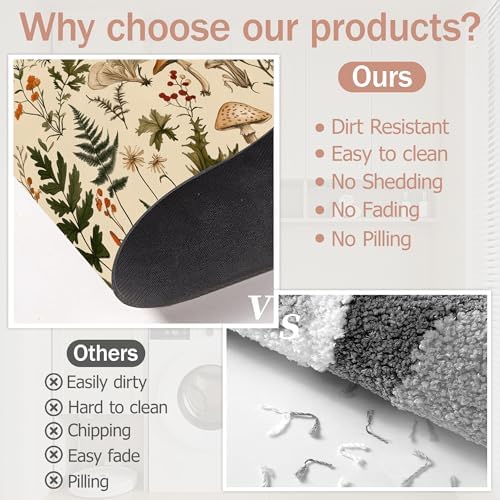 Bath Mat, Mushroom Forest Bathroom Rugs, Quick-Drying Non-Slip Rubber Bath Mats - Image 5