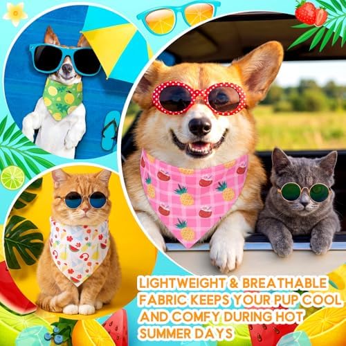 120 Pcs Summer Themed Dog Bandanas Bulk Tropical Hawaii Pet Bandanas Dog Handkerchiefs Cute Fruit Summer Scarf Bibs Triangle Bibs Adjustable Kerchief Pet Grooming Costume Accessories - Image 6