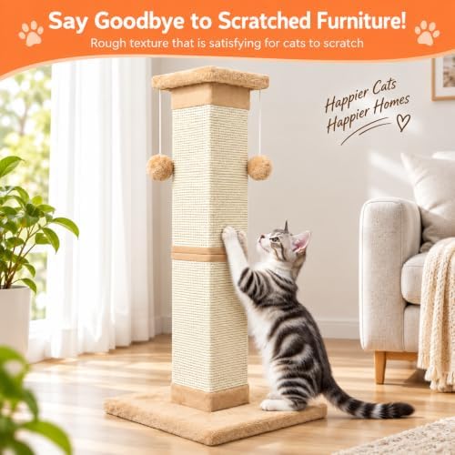 Cat Scratching Post 33 Inch Nature Sisal Cat Scratch Post - Image 3