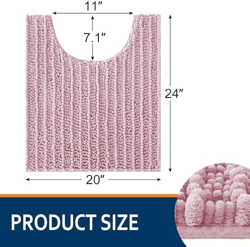Smiry Bathroom Toilet Rugs U Shaped 24X20, Chenille Bath mats - Image 2