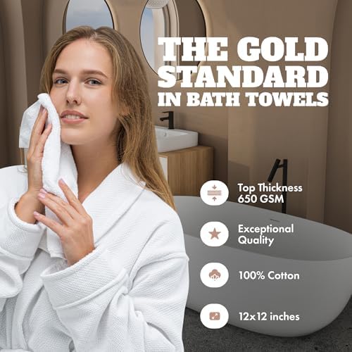 Wealuxe White Washcloths 12x12 Inch - Image 2