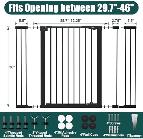 keny 36" Extra Tall Baby Gate for Doorways, Fits 29.7" to 46" Openings - Image 6