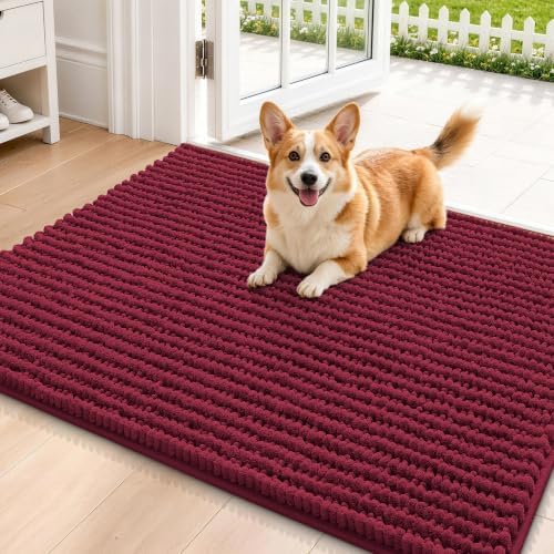 Smiry Dog Door Mat for Muddy Paws 36x24, Ultra Absorbent Chenille Doormat by Smiry