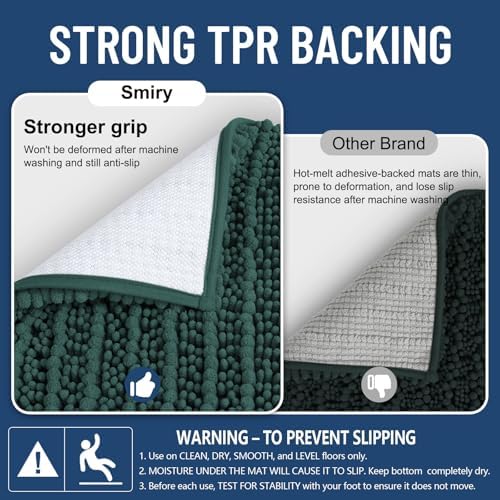 Smiry Bathroom Rugs 30X20, Extra Soft Rubber Backing Chenille Bath Mats - Image 3
