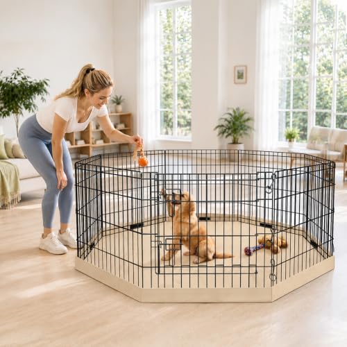 PETIME Foldable Metal Dog Exercise Pen/Pet Puppy Playpen Kennels Yard Fence - Image 7
