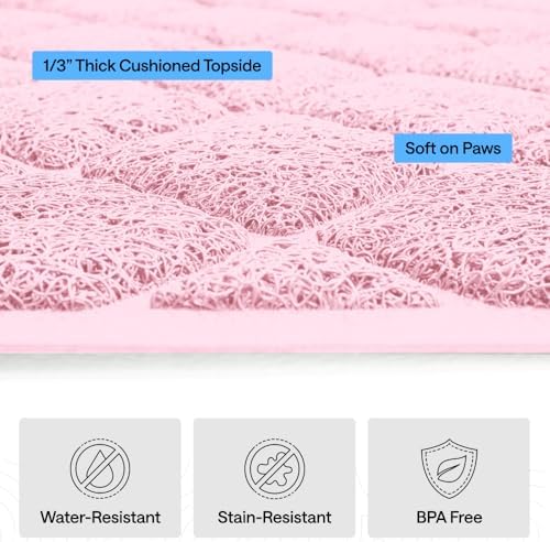 GORILLA GRIP Cat Litter Box Mat, Coiled Mesh Trapping Mats 47x35 Light Pink - Image 5