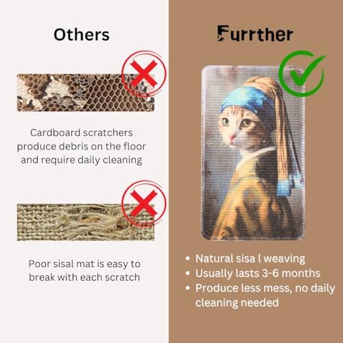 Furrther Sisal Cat Scratcher Post Mat, Shedding-Resistant Scratching Surface - Image 4