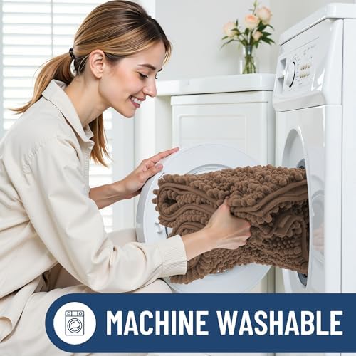 Smiry Bathroom Rugs 47X24, Extra Soft Rubber Backing Chenille Bath Mats - Image 6