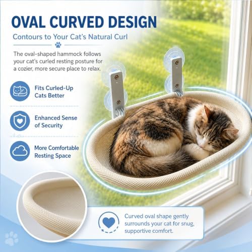 Cat Window Perch for Narrow Windows, Cordless Foldable Hammock Bed - Image 2