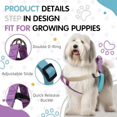 Medium Dog Harness, Adjustable Tri-Color No Pull, Heavy Duty, Easy Walk - Image 4