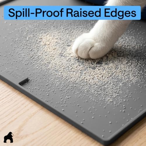 GORILLA GRIP Cat Litter Box Mat, Easy Clean Silicone Mats, 35x23 Gray - Image 4