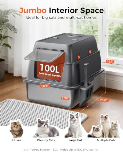 GTPLAYER XXL Stainless Steel Cat Litter Box - Image 2