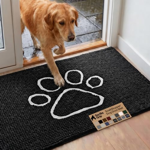 GORILLA GRIP SoakSTOPPER Dog Door Mat, Machine Wash Dry, 48x30 Black White by GorillaGrip
