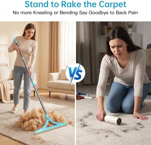 4-in 1 Carpet Rake for Pet Hair Removal, Reusable Pet Hair Remover Tool - Image 3