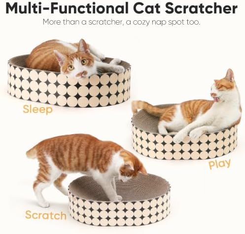 FUKUMARU Cardboard Cat Scratcher Bed, 2-in-1 Oval Cat Scratch Pad - Image 2