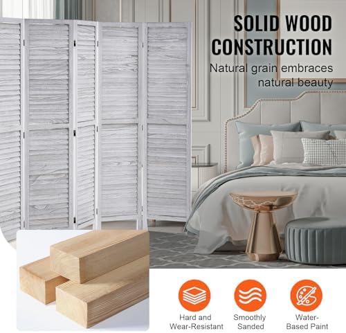 VEVOR Wood Room Divider, 6 Panel Wood Folding Privacy Screen, 66.9 Inches Tall - Image 5