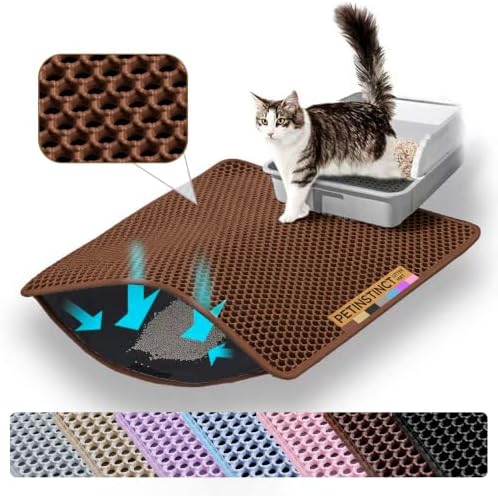 Small Cat Litter Mat, Double Layer Honeycomb Litter Box Mat by Petinstinct