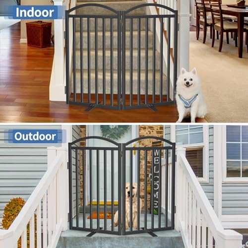 Malier Metal Freestanding Dog Gates, Outdoor Indoor Dog Fences, Extra Wide - Image 5